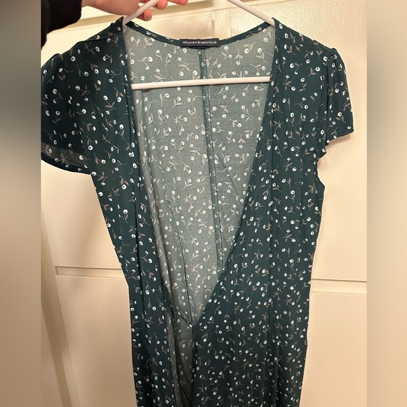 BRANDY MELVILLE GREEN FLORAL WRAP DRESS - Picture 9 of 11